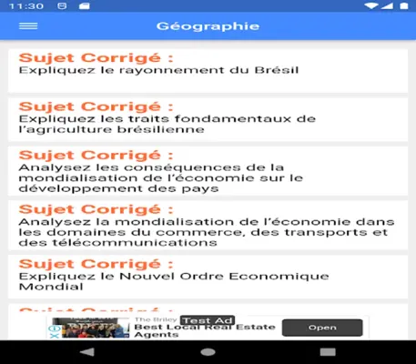 Géographie - Sujets Corrigés android App screenshot 0